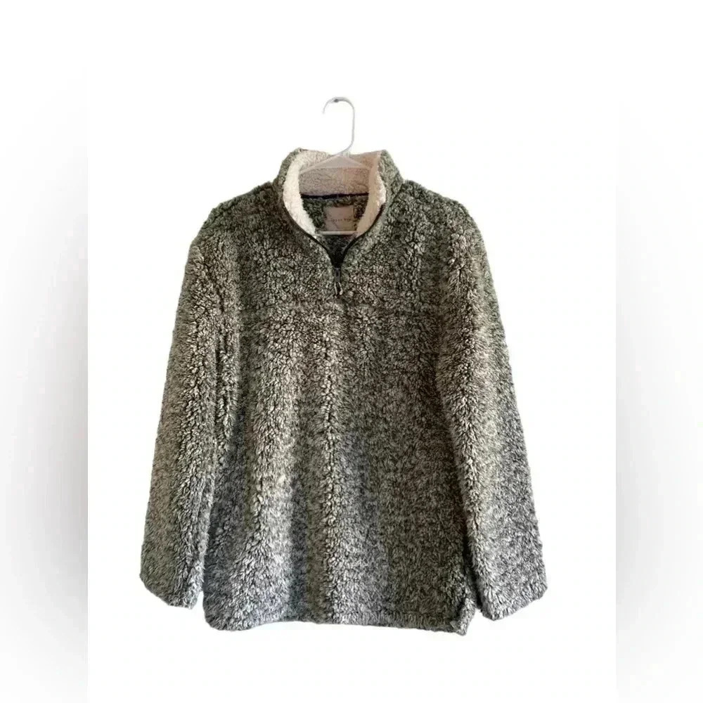Copper Key Sherpa Green and White Quarter Zip Pullover Size S